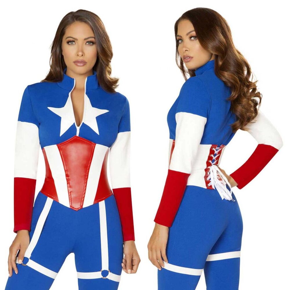 Blue and Red Jumpsuit with Star Design